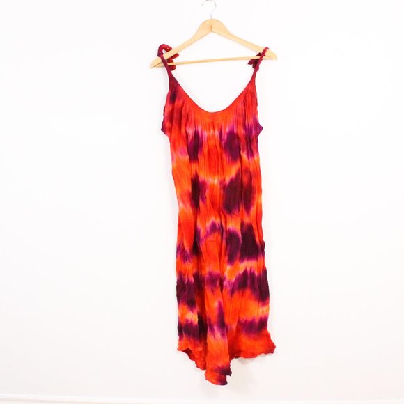 *Red & Purple Tie Die Maxi Dress - Picture 2 of 4
